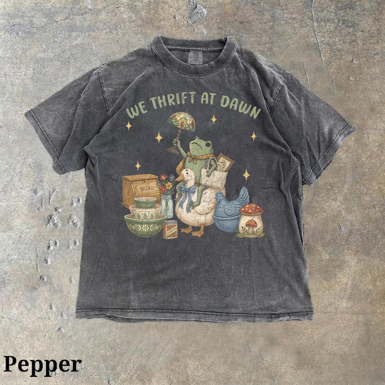 Frog Riding Duck T-shirt, Cottagecore Kitchenware, Thrift Shop Tee ...