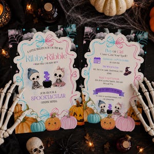 Mall för inbjudan till Halloween-könsavslöjande, Ribby eller Ribble e-inbjudan, festinbjudan