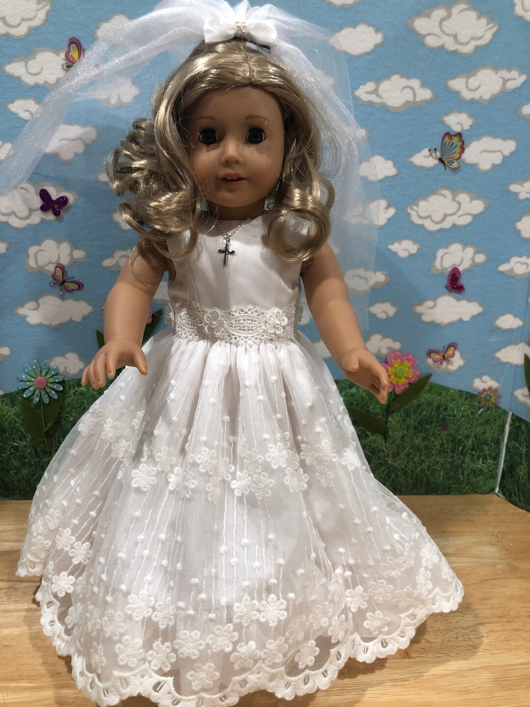 First Communion Dress for 18 Inch Doll Like American Girl Etsy