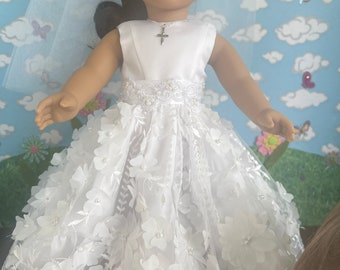 First Communion Dress for 18 inch Doll, like American Girl Doll, Free Shipping