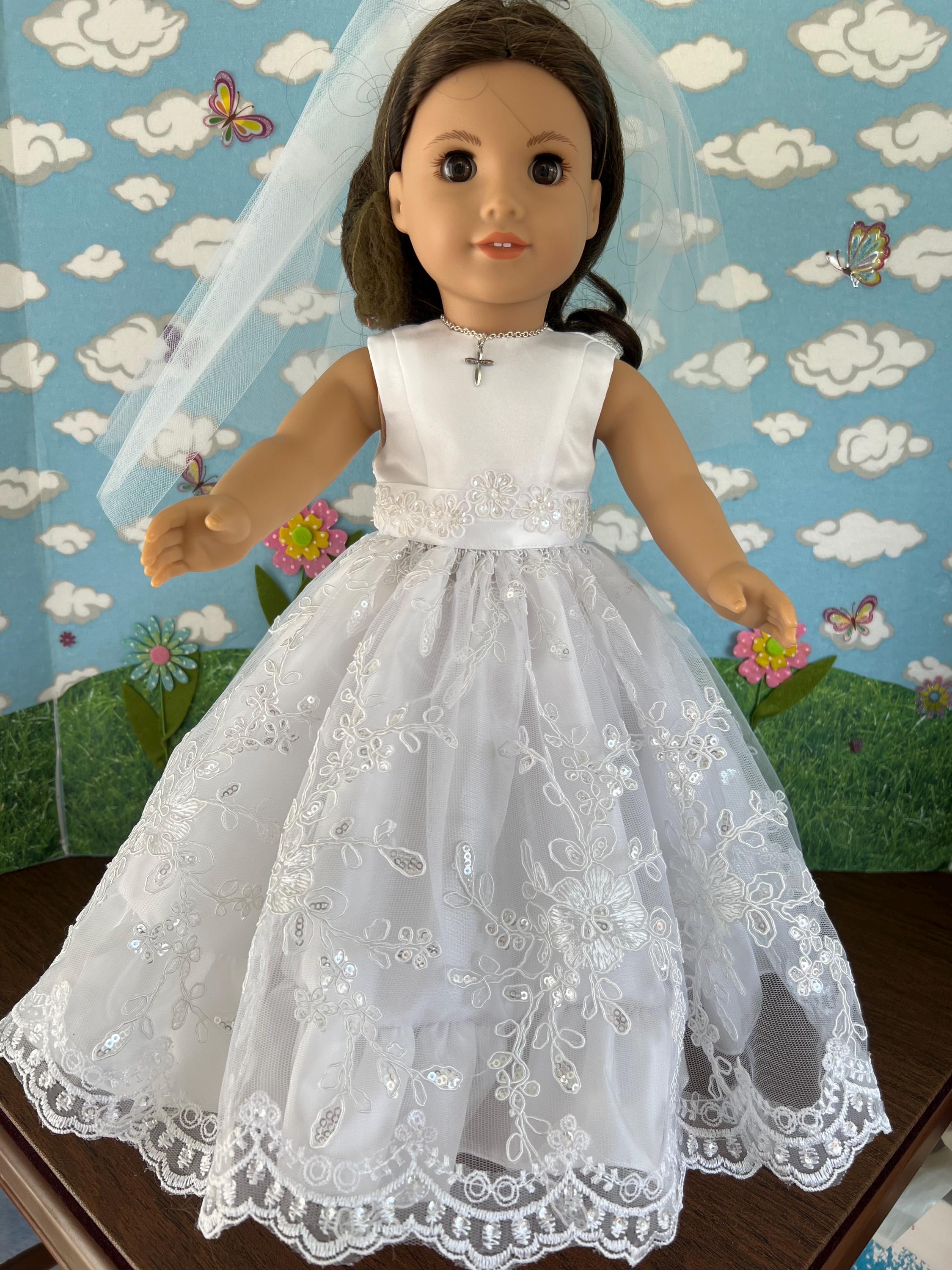 open lace back dress Toddler First Communion Dress Girl Party Dress Pageant White Sequin Puffy Princess Dress, White / 3-4 Years (110cm)