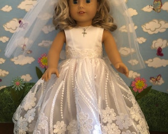 First Communion Dress for 18-inch Doll like American Girl, Free Shipping