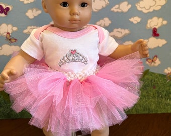Ballerina Baby Doll Outfit fits 15 inch baby doll,  made by an American seamstress, Free Shipping
