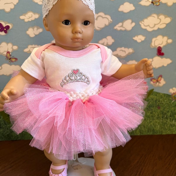 Ballerina Baby Doll Outfit fits 15 inch baby doll,  made by an American seamstress, Free Shipping