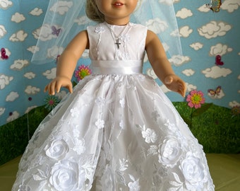 First Communion Dress for 18-inch Doll like American Girl, Free Shipping