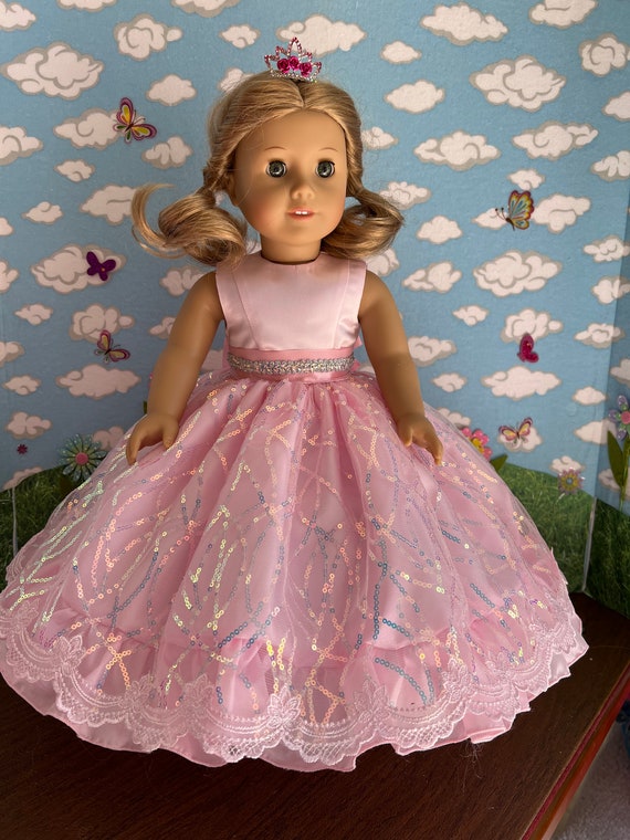 Quinceanera Doll Dress, Prom, Princess Dress, Pink Gown for 18 Inch Doll  Like American Girl, Free Shipping 