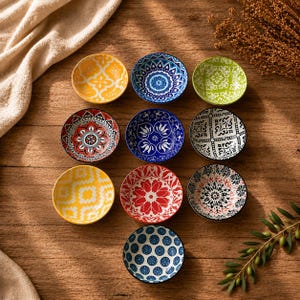 Boho Keramisk Såsskålset, Färgglada Dippskålar för Sushi, Kryddor, Bordsartiklar