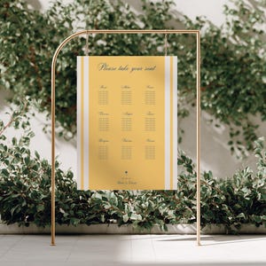 Tafelindeling voor een bruiloft met palmbomen | Zitplan | Bewerkbare Canva-sjabloon | A2-formaat printbaar | Direct downloaden