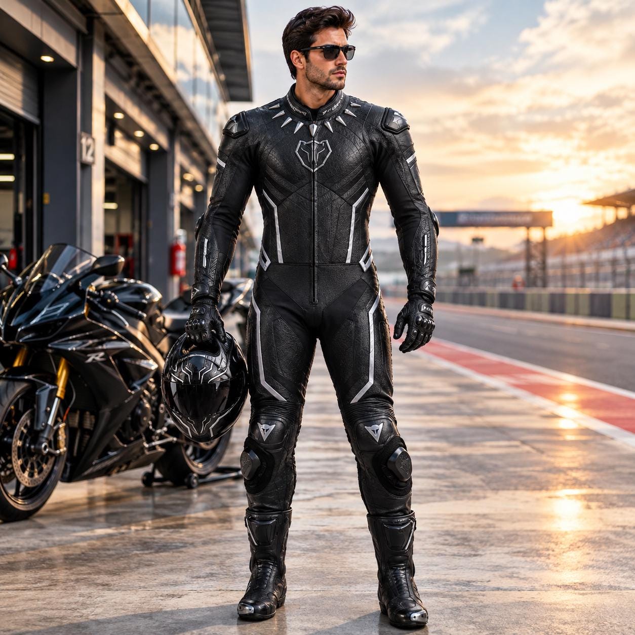 レザー バイクスーツ ブラック Black Motorcycle Suit - Etsy