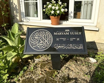 Personalized Islamic Headstone, Custom Muslim Grave Marker, Arabic Text Memorial Stone