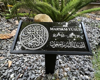 Personalized Islamic Headstone, Custom Muslim Grave Marker, Arabic Text Memorial Stone