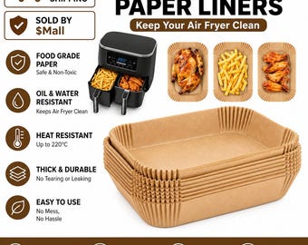 Air Fryer Paper Liners, Disposable Parchment Basket Inserts for Easy Clean Cooking, Oil Resistant Kitchen Use