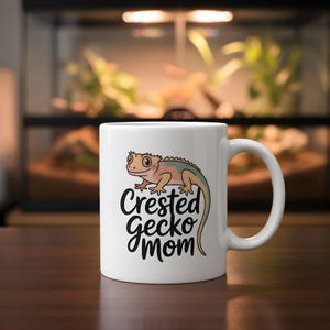 Crested Gecko Mom Tasse - Niedliche Crested Gecko Geschenk für Reptilien Mom, 11 Unzen Keramik Kaffeetasse, Gecko Liebhaber Geschenk