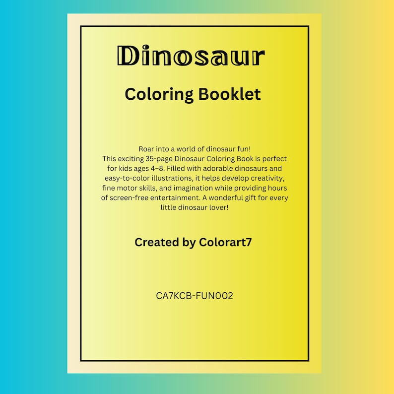 36 Page Dinosaur Coloring Book Printable PDF, Cute Dino Activity Pages ...