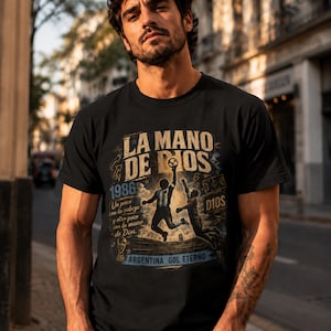 La Mano De Dios Shirt, Maradona 1986 Argentinien Fußball-T-Shirt, Vintage Fußball Streetwear