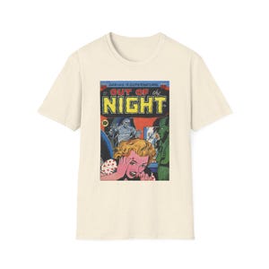 アウト・オブ・ザ・ナイトTシャツ｜レトロホラーコミックカバーTシャツ｜ヴィンテージ1950年代ゴシックグラフィックTシャツ｜不気味なプレコードアートトップス｜男性向け不気味なギフト