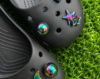 Regenboog metallic schoenbedels set, iriserende vlinder klompaccessoires, Y2K sterretje schoendecoraties, leuk cadeau voor vrouwen meisjes
