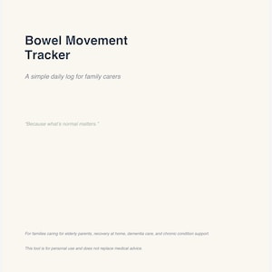 Bowel Movement Tracker Printable | Bristol Stool Chart PDF | Family Caregiver Log | Elderly Dementia Care Printable | Instant Download