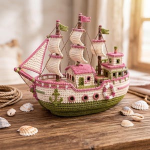 Crochet Sailing Ship Pattern PDF | Nautical Boat Amigurumi | Handmade Ship Tutorial | Digital Download