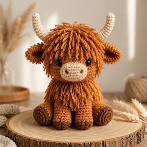 Häkelanleitung für ein Hochlandrind (PDF) | Amigurumi-Kuh-Plüschtier | Bauernhoftier zum Selbermachen | Digitaler Download