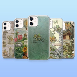 Frog and Toad Phone Case Bookscrap Cover for iPhone 17Pro, 16, 15, 14, 13, 12, Samsung S26, S25, S24, S23Fe, A16, A56, Pixel 10, 9Pro