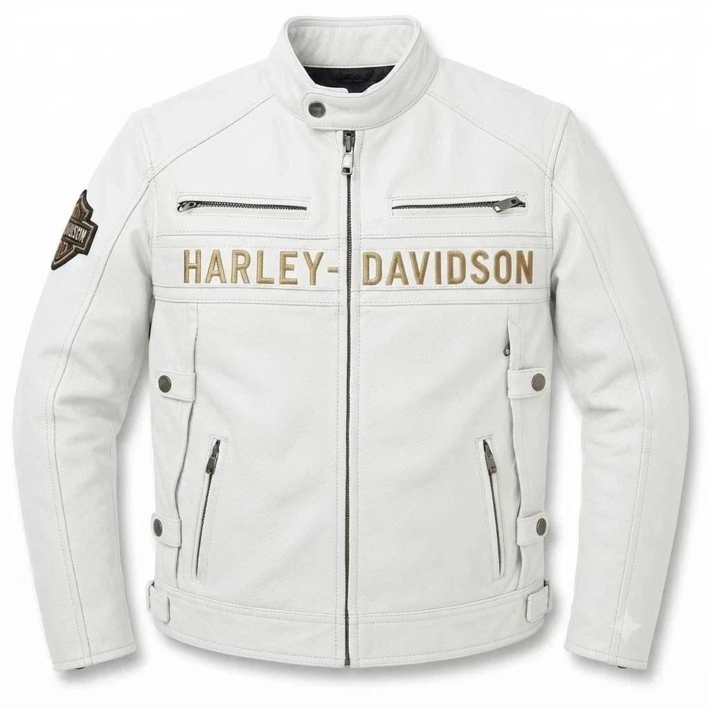 Harley Davidson White Leather Jacket - Etsy