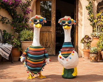 23 Inch Porch Goose Outfit, Mexican Inspired Goose Clothing, Colorful Garden Decor, Outdoor Goose Statue Cover