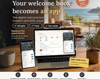 Airbnb Welcome Book Template | Interactive Digital Guest Guide + Printable Binder | House Manual, QR Code, Works Offline | Sesame