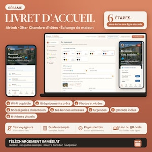 Sésame : Livret d'Accueil Interactif Airbnb, Gîte & Location | Guide de Bienvenue Numérique Type App | QR Code, Sans Abonnement | Français