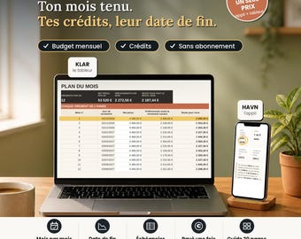 Paquete de presupuesto francés: Aplicación de presupuesto + Hoja de cálculo anual en Excel | Gestión de dinero, préstamos, ahorros | Havn + Klar | Privado, sin suscripción