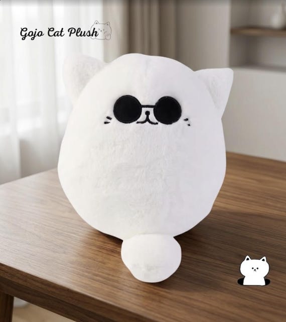 Anime Gojo Satoru Cat Plush Anime Jujutsu Kaisen - Sunglasses White Cat Plushies Toy - 30cm Soft Gojo Cat Plush