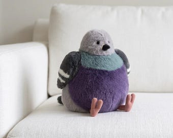 Fat Pigeon Plush Toy Fluffy Bird Stuffed Animal Cute Pigeon Pillow Soft Kawaii Plush Gift for Kids Bird Lovers