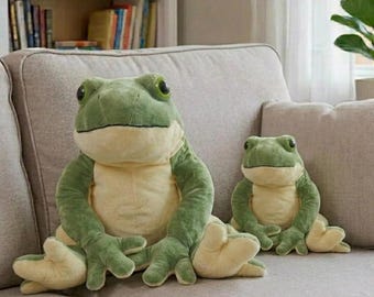 特大カエルぬいぐるみ、柔らかくて抱き心地の良いぬいぐるみ、緑色のカエル好きへのギフト