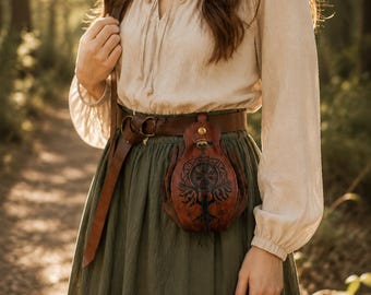 Vintage leren heuptas voor dames heren handgemaakte Viking rune heuptasje bruin zwart kleuropties cadeau voor hem haar verjaardag kerst