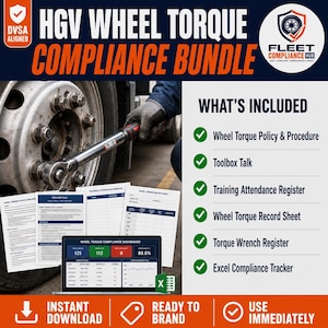HGV Wheel Torque Compliance Bundle | DVSA Maintenance Templates (Digital Download)
