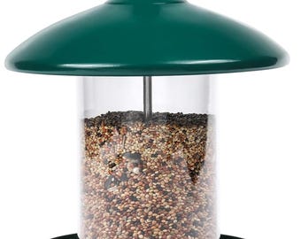 Green Metal Roof Bird Feeder, 360 Degree Wild Bird Feeding Station