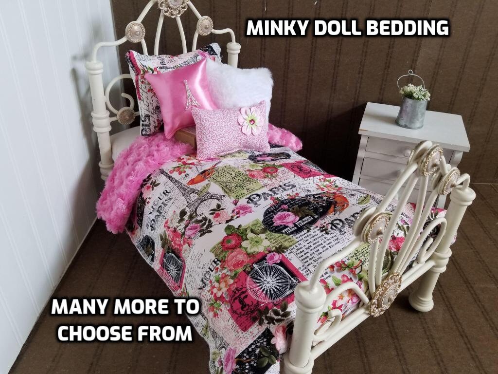 Minky Doll Bedding Paris with Reversible Pink Minky fits
