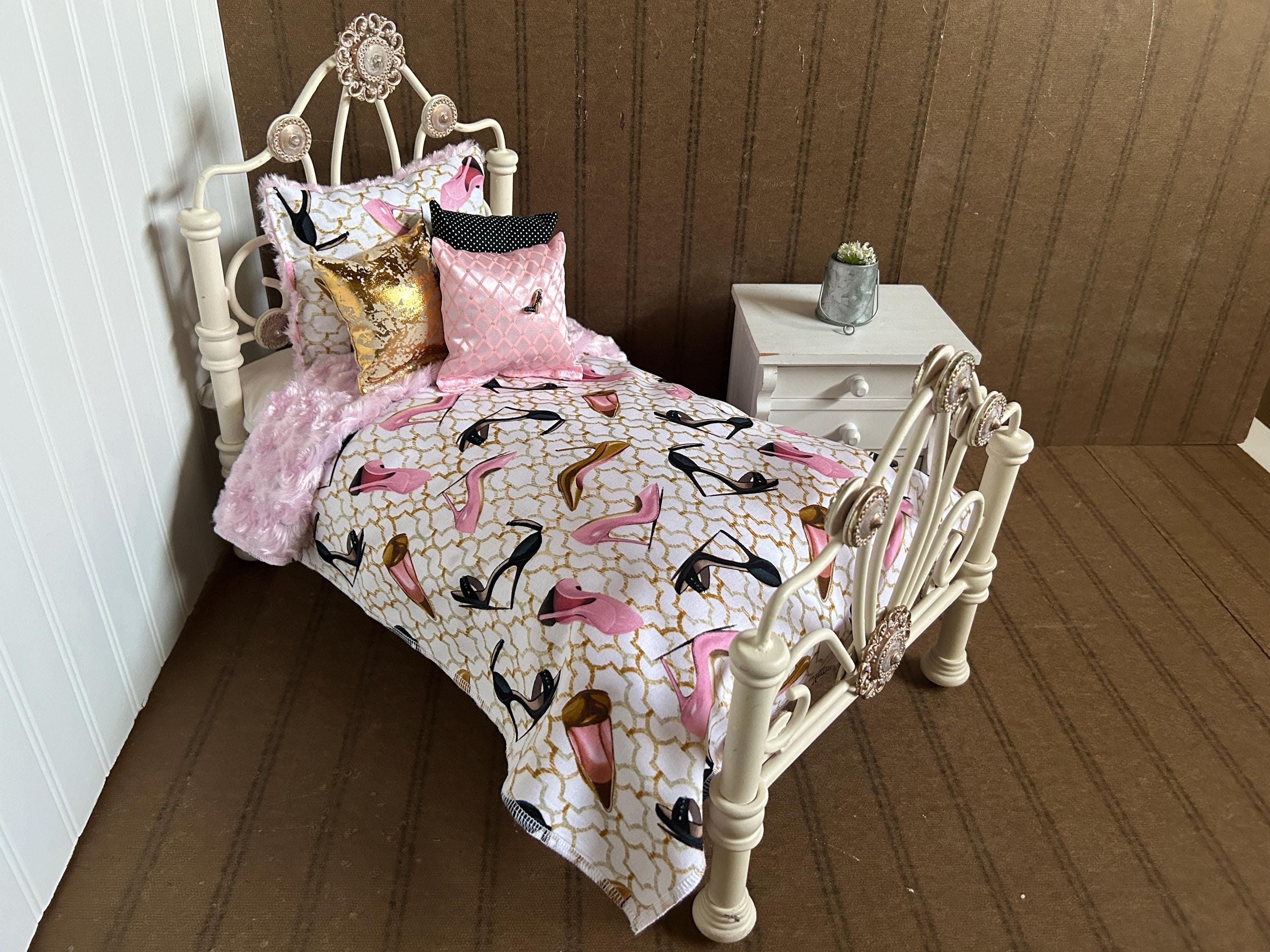 Minky Doll Bedding,stilettos/ Reversible Pink Minky, Fits American