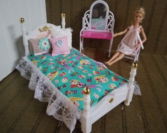 minky barbie bedding ,JO JO with reversible Pink Minky , 3 Decorative pillows