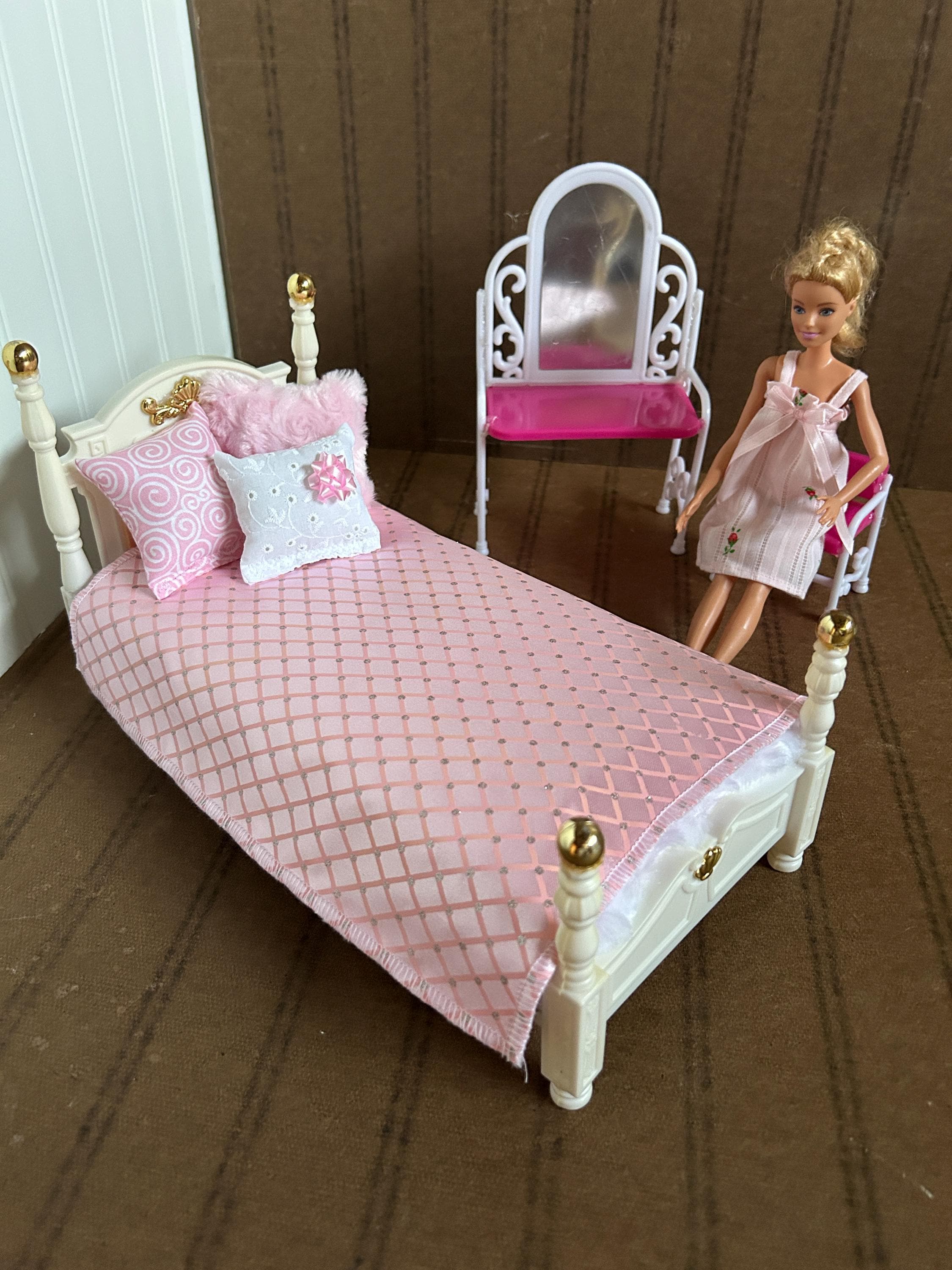 Baby Doll Bassinet Set With Rainbow Design - Complete Doll Bed With Mattress, Skirt & Hood