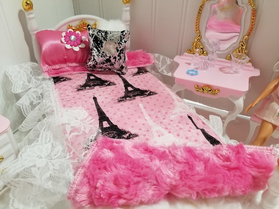 NUEVO BARBIE ROPA DE CAMA Rosa y Negro Paris con Pink Minky - Etsy México