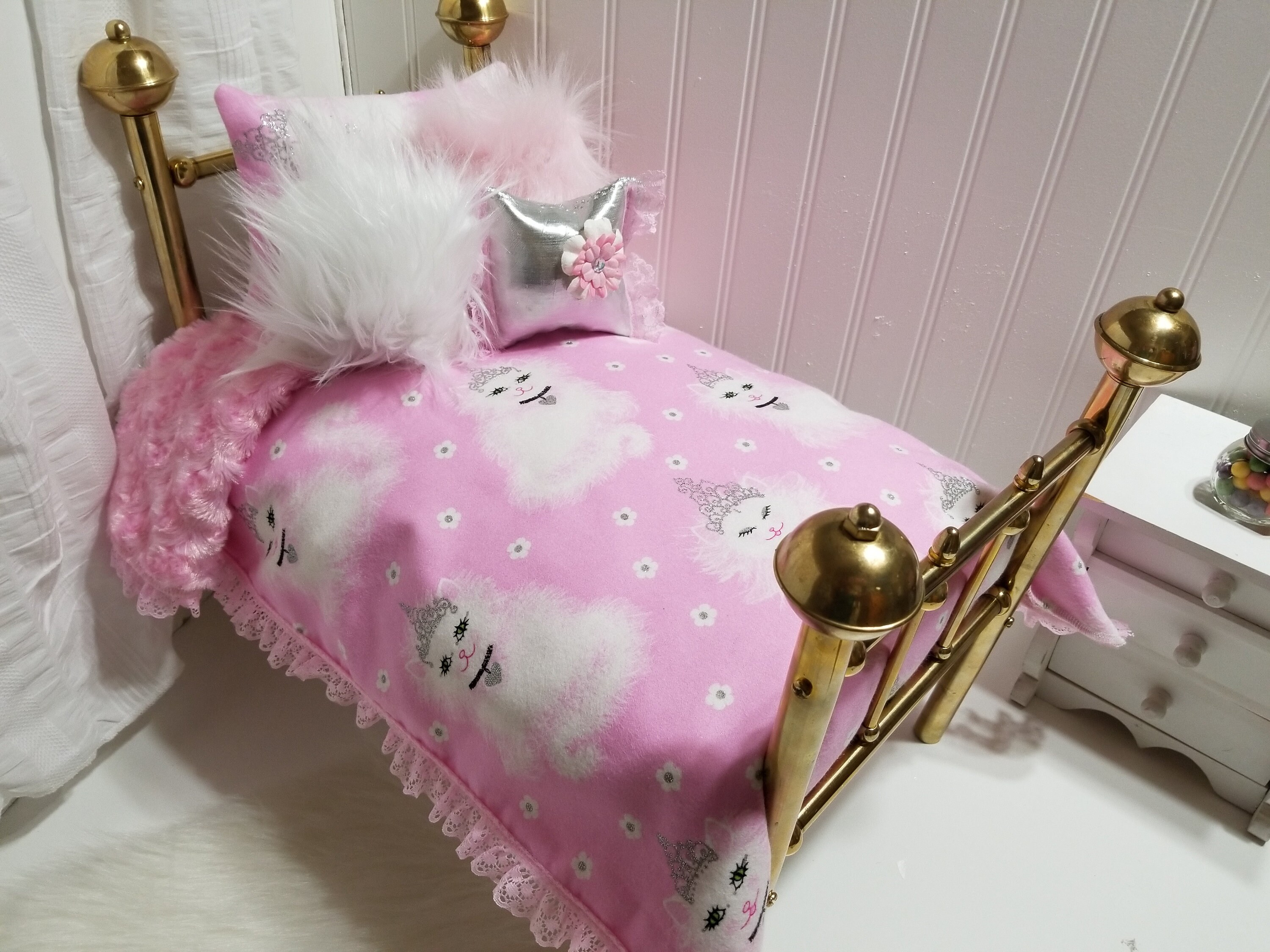 Pink With White Sparkle Cats Comforter With Reversible Pink Etsy
