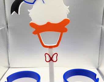 Portabevande/portabevande per parchi a tema ispirato a Paperino, stampato in 3D, confezione piatta, manico intercambiabile.