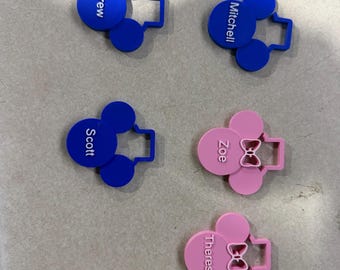 Etichette personalizzate per bevande a tema Topolino e Minnie / Segnabicchieri con nome personalizzato (Vacanze in famiglia)