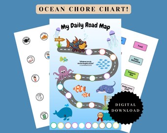 Personalized Kids Chore Chart Printable | Ocean Reward Chart | 2 Sizes