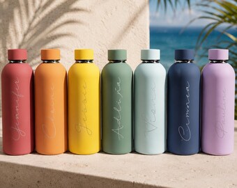 Personalized Insulated Water Bottle Custom Name Engraved Stainless Steel Travel Flask Hot Cold Drink Tumbler Gift