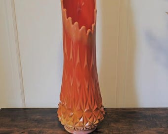 Vintage L E Smith Bittersweet Diamond Swung Vase Set (20.5", 13")