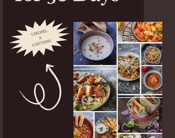 Libro de cocina en PDF con 30 recetas para 30 días / Recetas internacionales / Recetas fáciles para la cena / Plan de comidas de 30 días / Descarga instantánea