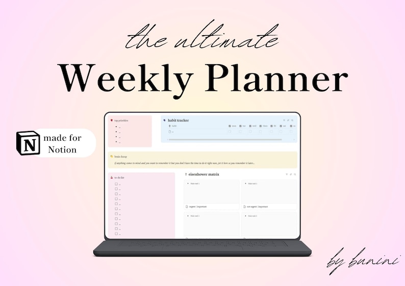 Weekly Planner Notion Template Student Template Productivity Dashboard