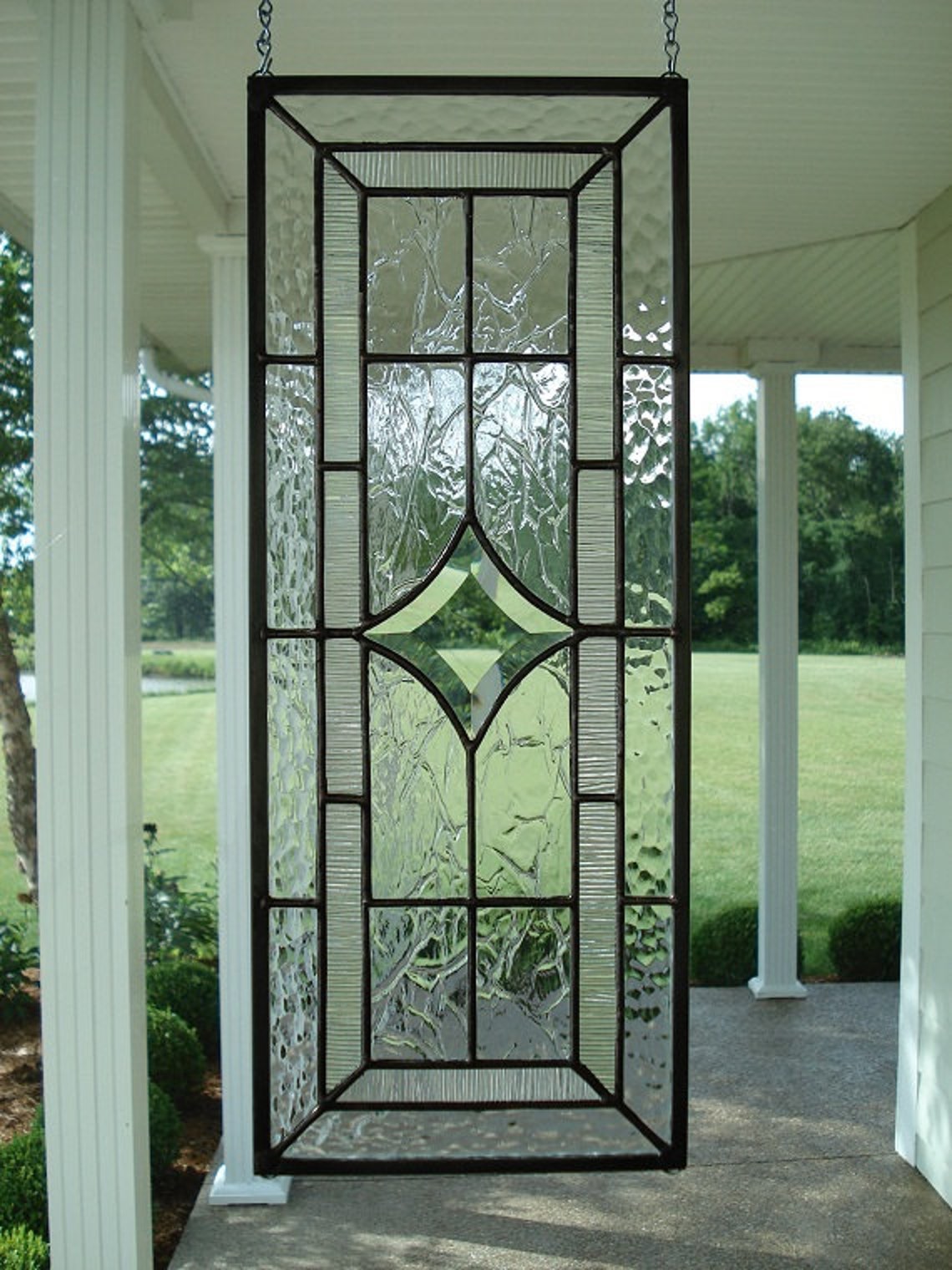 Beveled Star & Textured Clear Stained Glass Window Panel Etsy